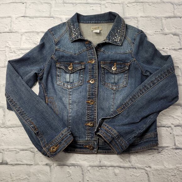 Upcycled Embellished One World Retro Comic Panel Denim Jacket size Small - Picture 2 of 12